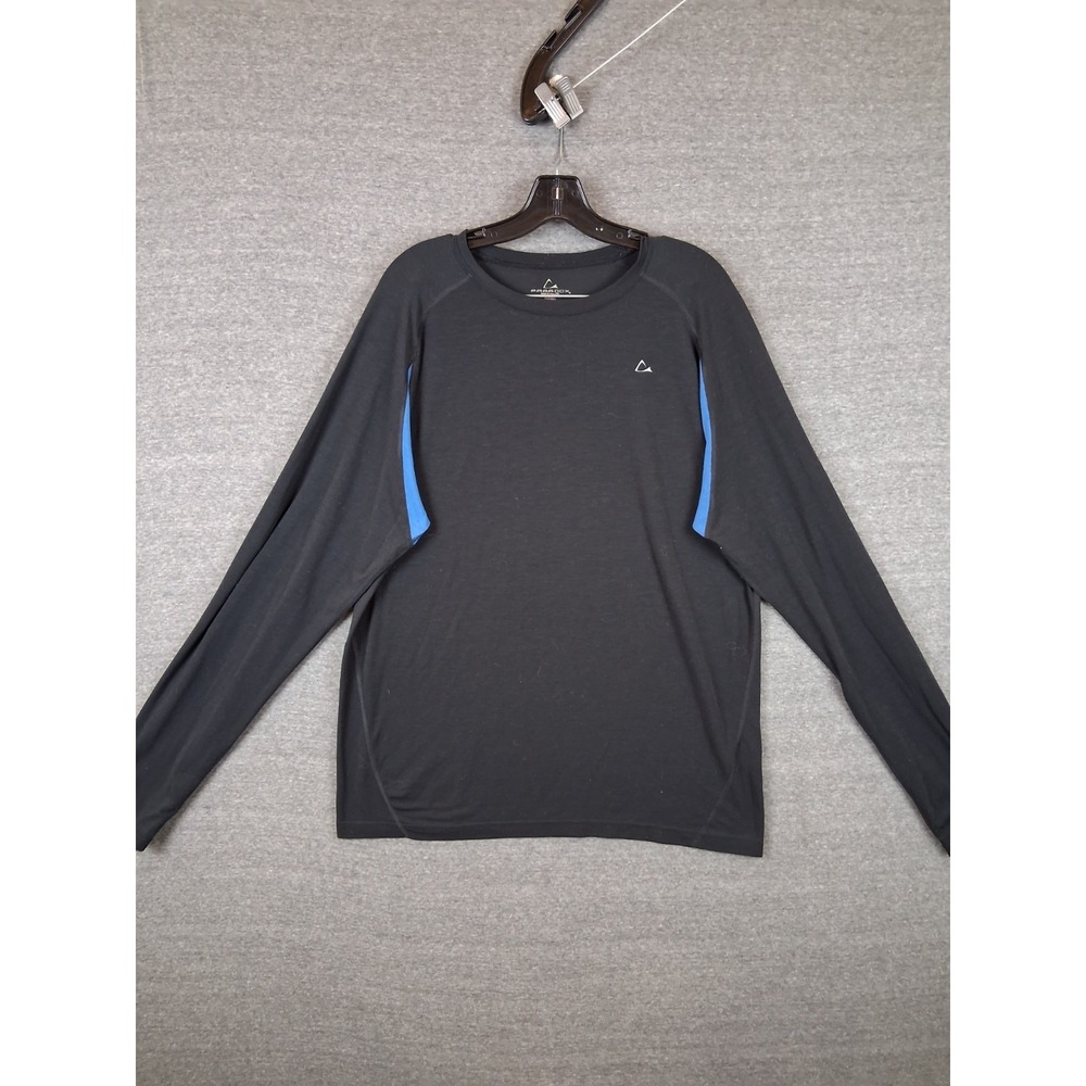 Paradox Mens Shirt Large Black Blue‎ Crew Pullover Merino Blend Baselayer Hiking